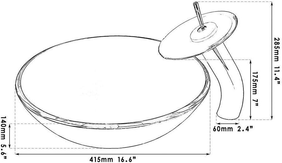 Black Tempered Glass Round Vessel Sink with Faucet