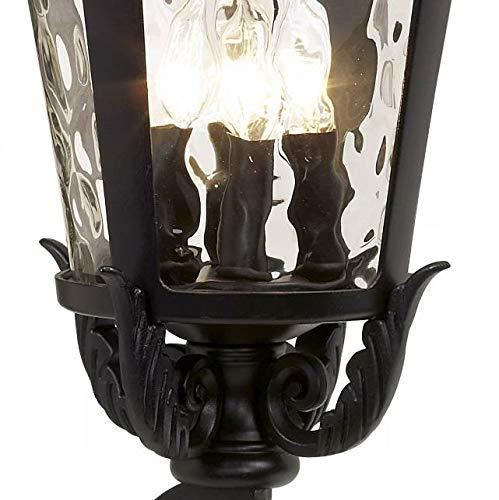 John Timberland Casa Marseille Vintage Rustic Outdoor Wall Light Fixture Black Scroll Arm 27 1/2" Clear Hammered Glass for Post Exterior Barn Deck