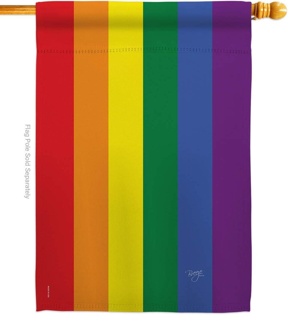 Breeze Decor 15100 Rainbow 2-Sided Vertical Impression House Flag - 28 x 40 in.