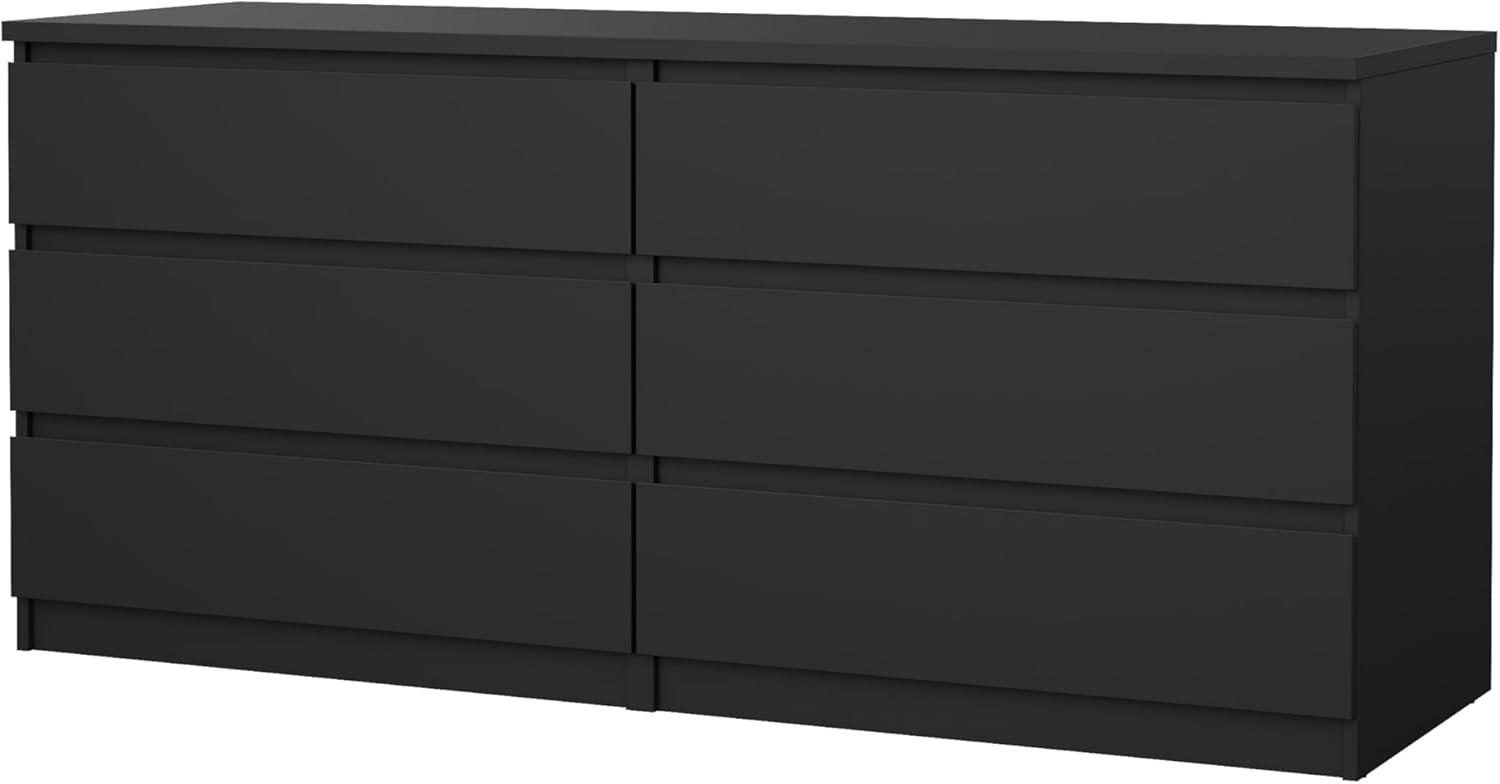 Tvilum,Scottsdale 6 Drawer Double Dresser, Black Matte