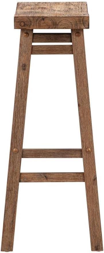 Set of 2 29" Sonoma Wire-Brush Saddle Barstools Barnwood - Boraam: Solid Acacia, Footrest