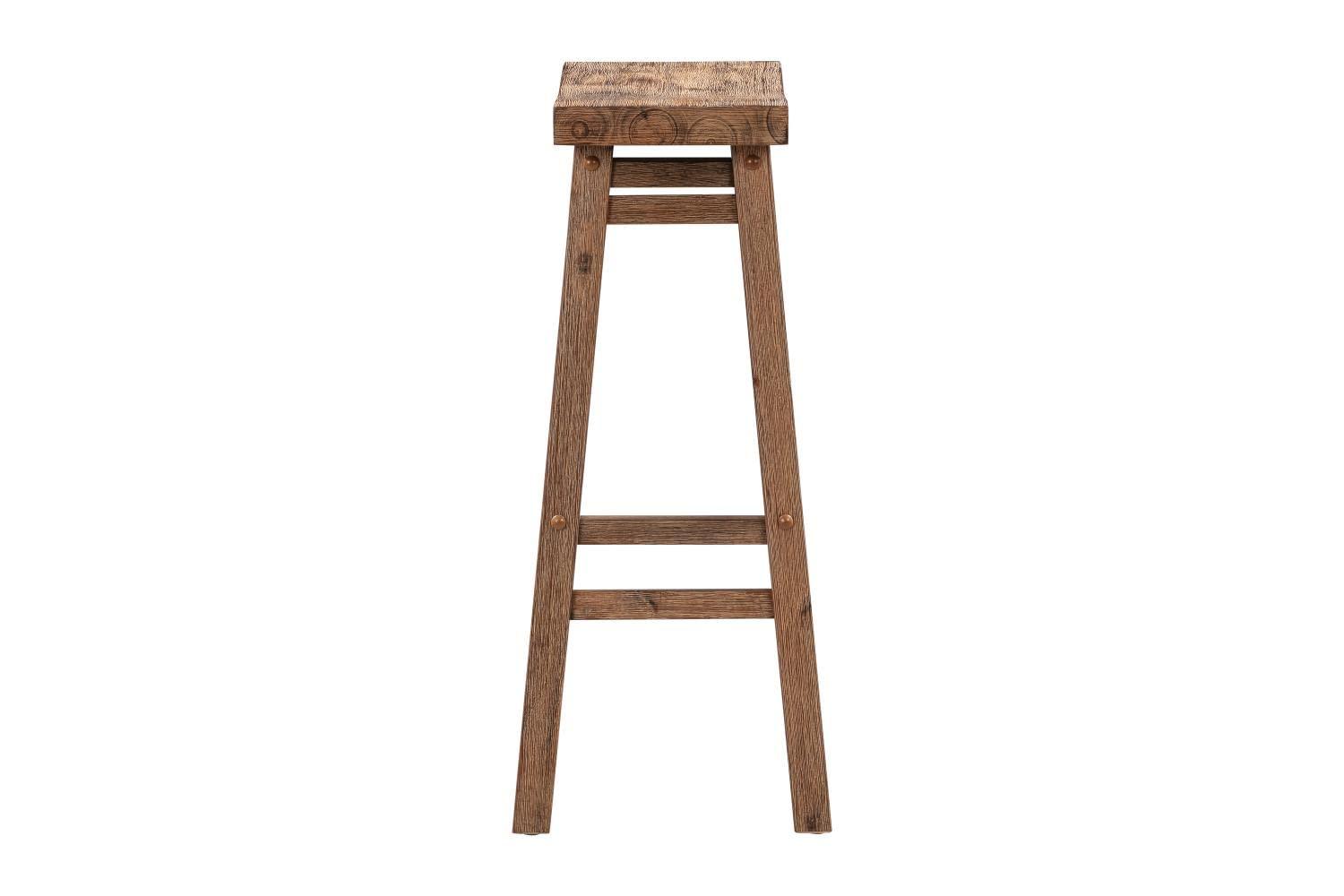 Set of 2 29" Sonoma Wire-Brush Saddle Barstools Barnwood - Boraam: Solid Acacia, Footrest