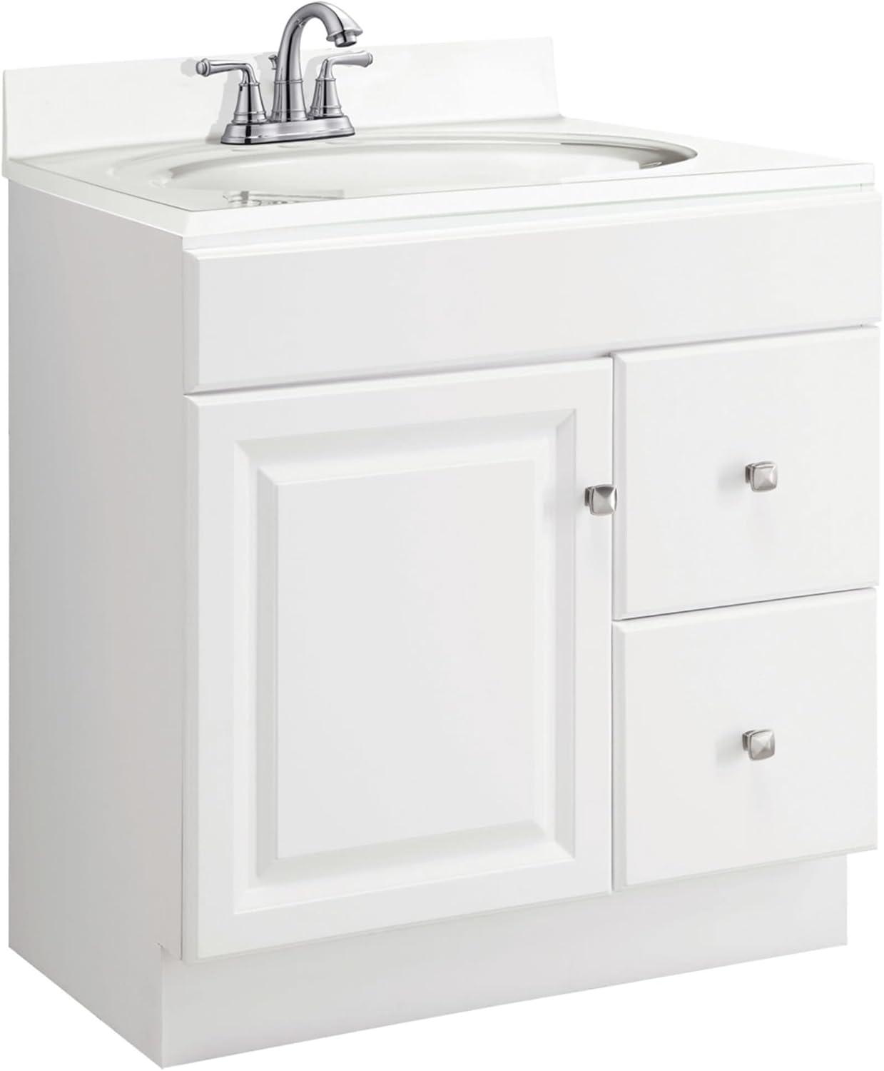 Wyndham 30-Inch 2-Drawer Unassembled Wood Vanity Without Top in White