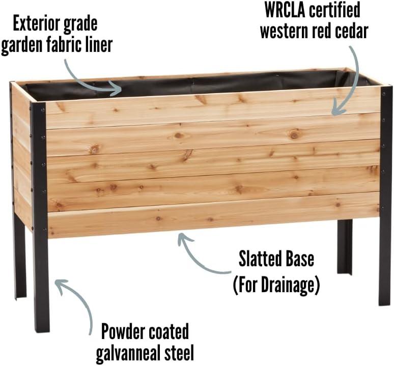 Cedar Wood Elevated Garden Bed with Black Metal Legs