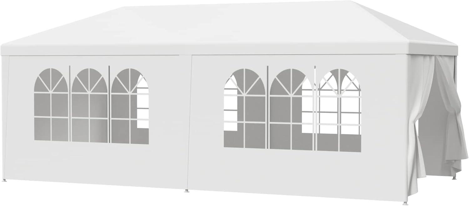 LEMY Gazebo Tent, Outdoor Canopy Shelter with Removable Sidewalls and Windows, Waterproof Heavy Duty Canopy for Patio, Garden, Party Wedding, 10' x 20', White