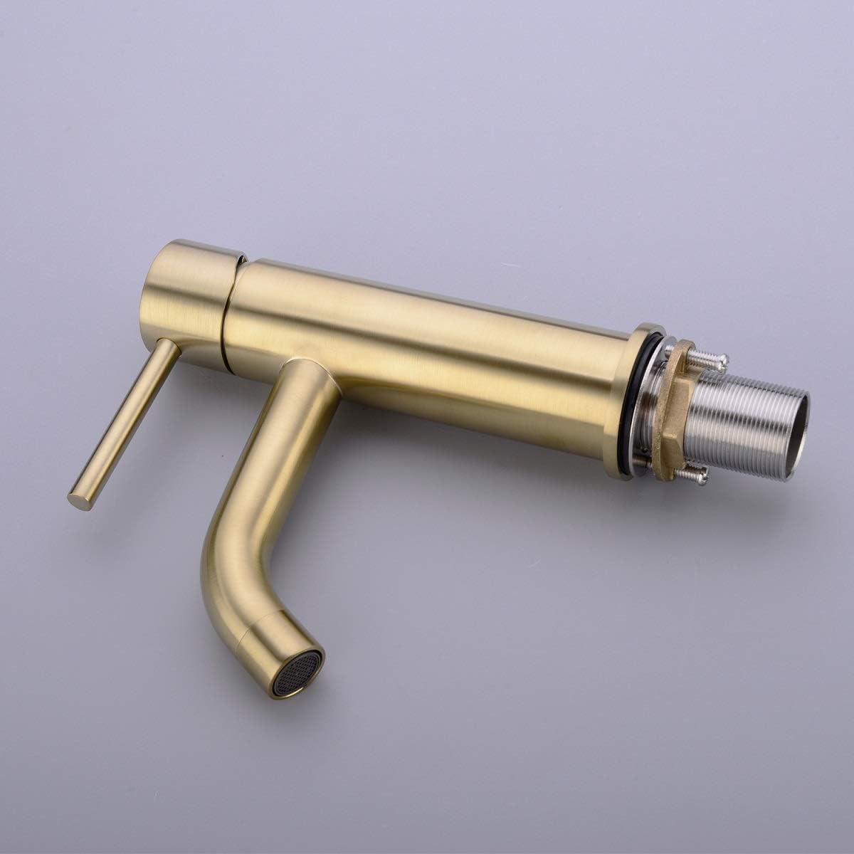 Brushed Gold Brass Single Handle Bathroom Faucet