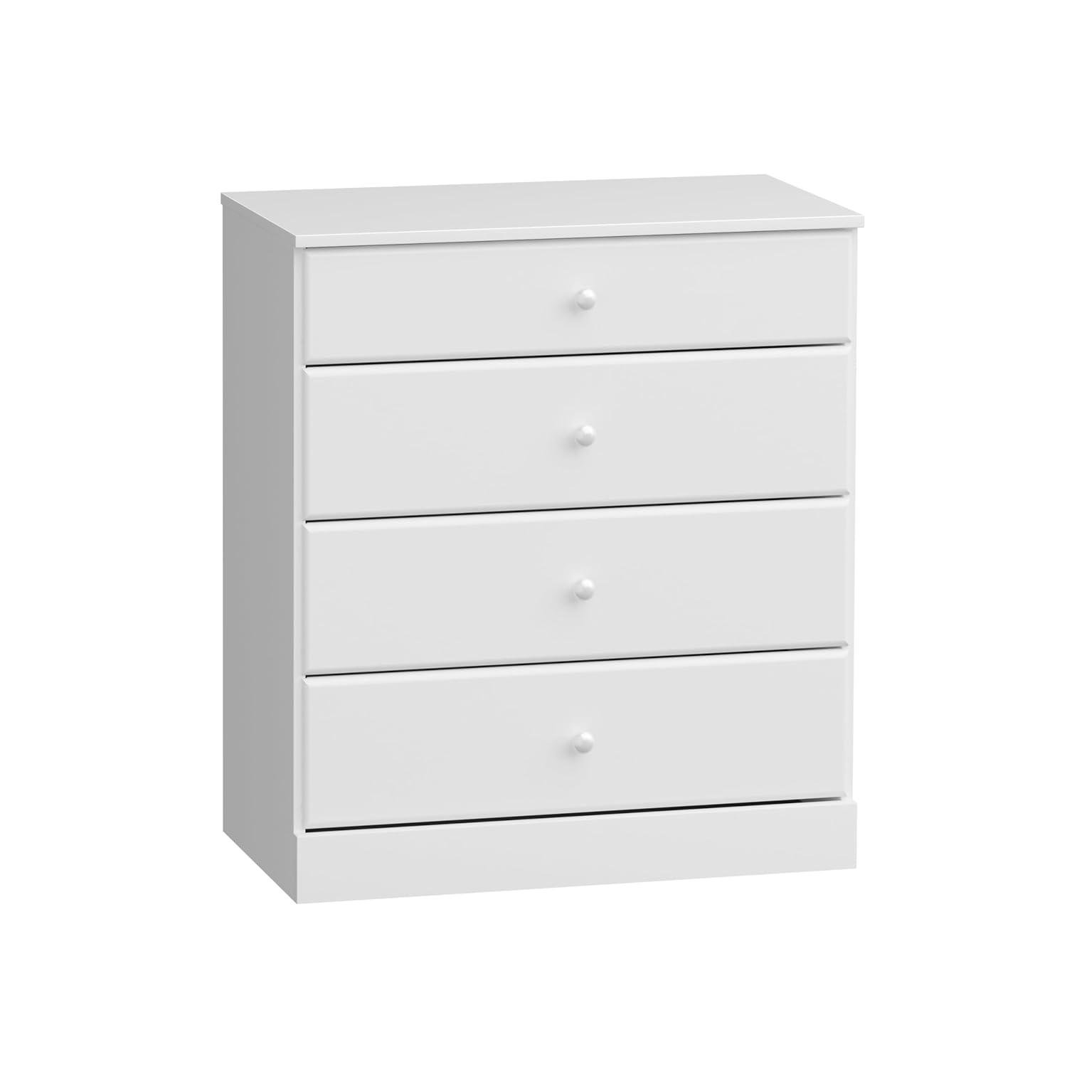 4 Drawers Astrid Dresser White - Prepac: Contemporary Storage Chest, Bedroom Furniture
