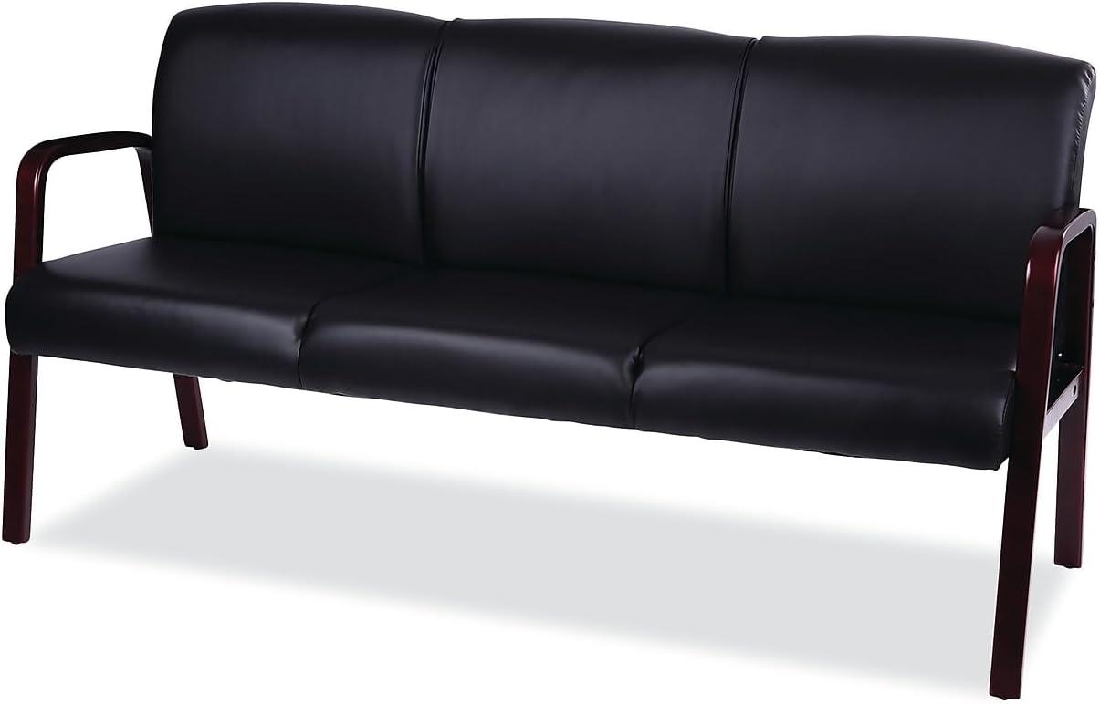 Alera ALERL2319M 65.75 in. x 26.13 in. x 33 in. Reception Lounge 3-Seat Sofa - Black/Mahogany