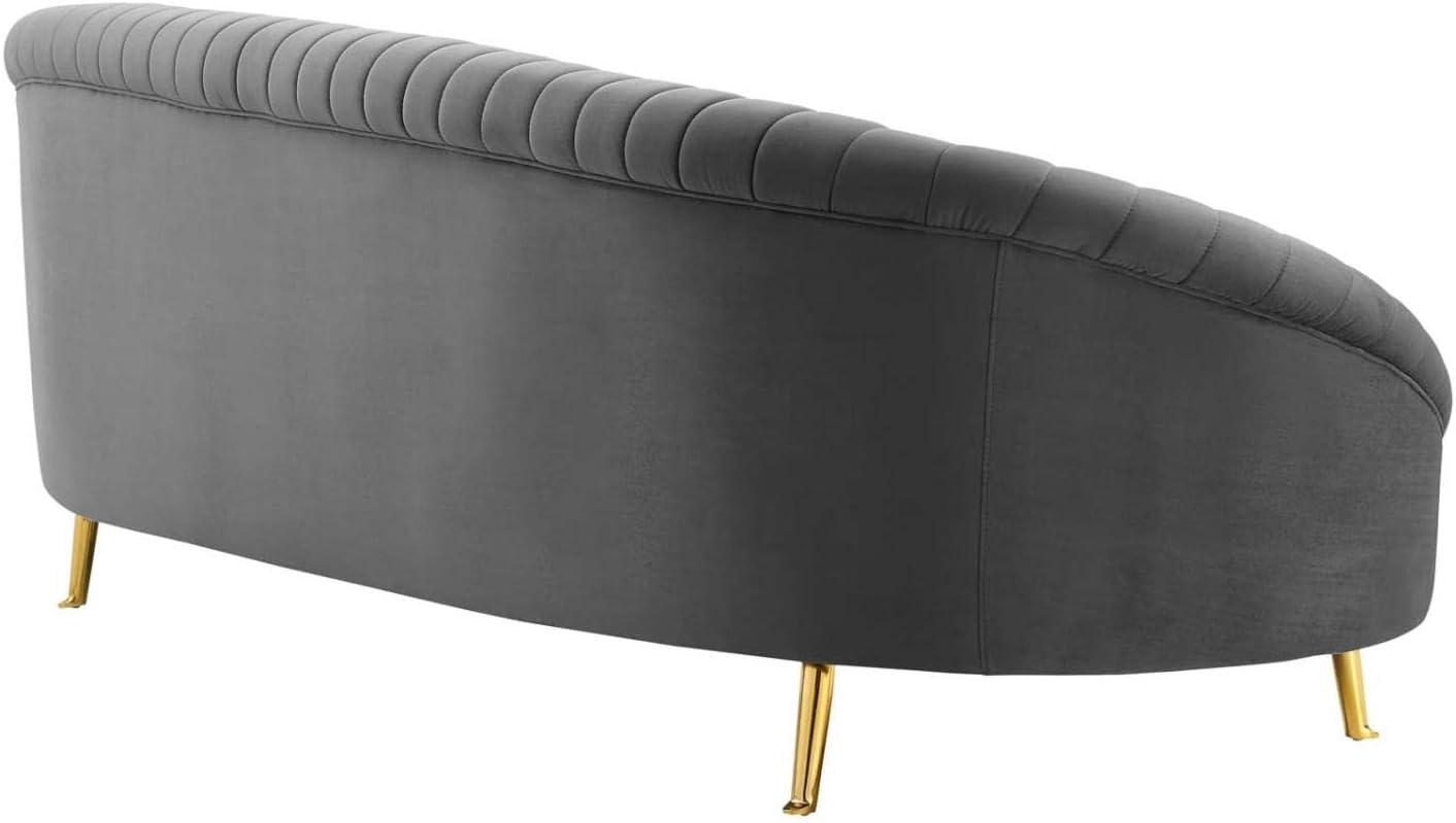 Ergode Camber Channel Tufted Performance Velvet Sofa - Gray