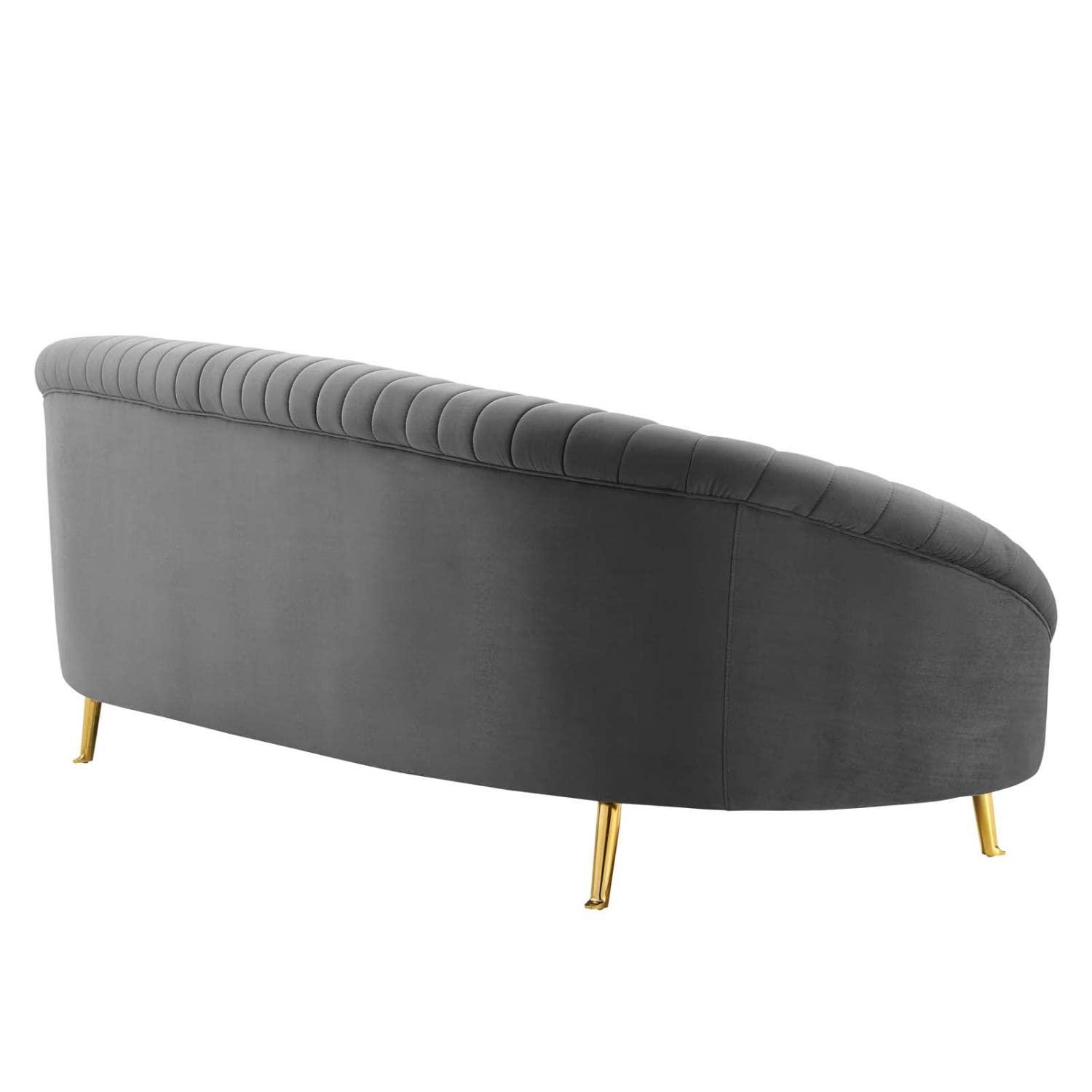 Ergode Camber Channel Tufted Performance Velvet Sofa - Gray