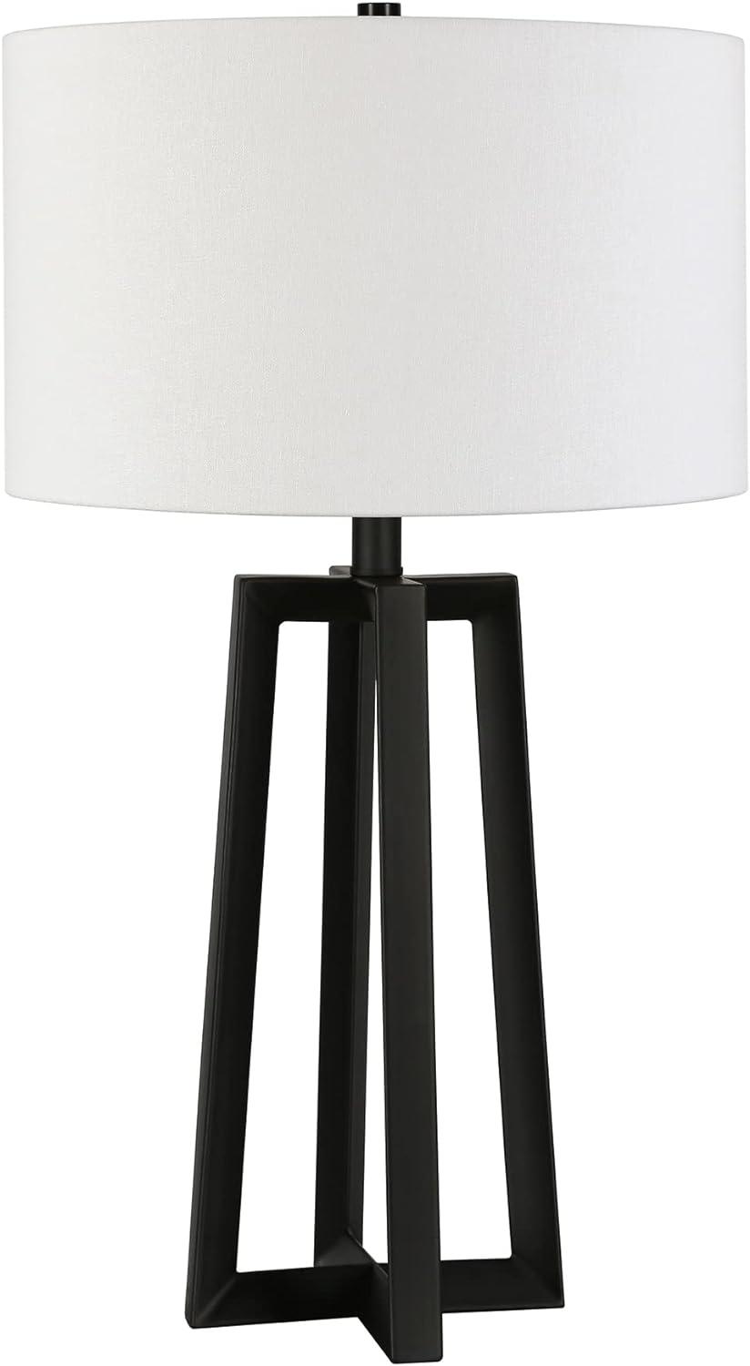 Helena 24.5" Blackened Bronze Tripod Nightstand Lamp with Barrel Shade