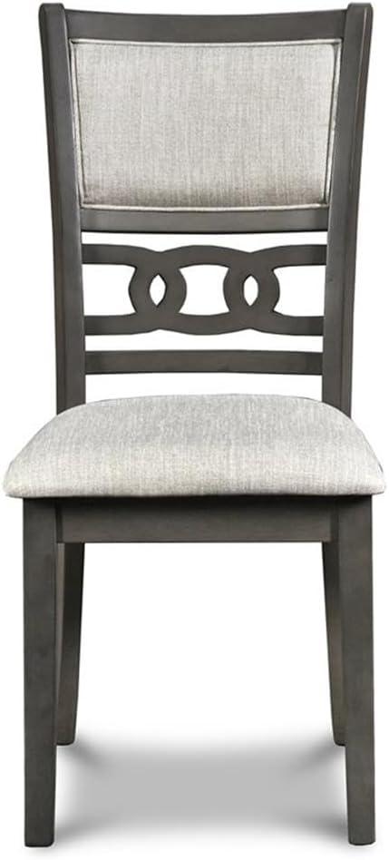 Gray 42-Inch Round Drop Leaf Dining Table Set with Upholstered Chairs