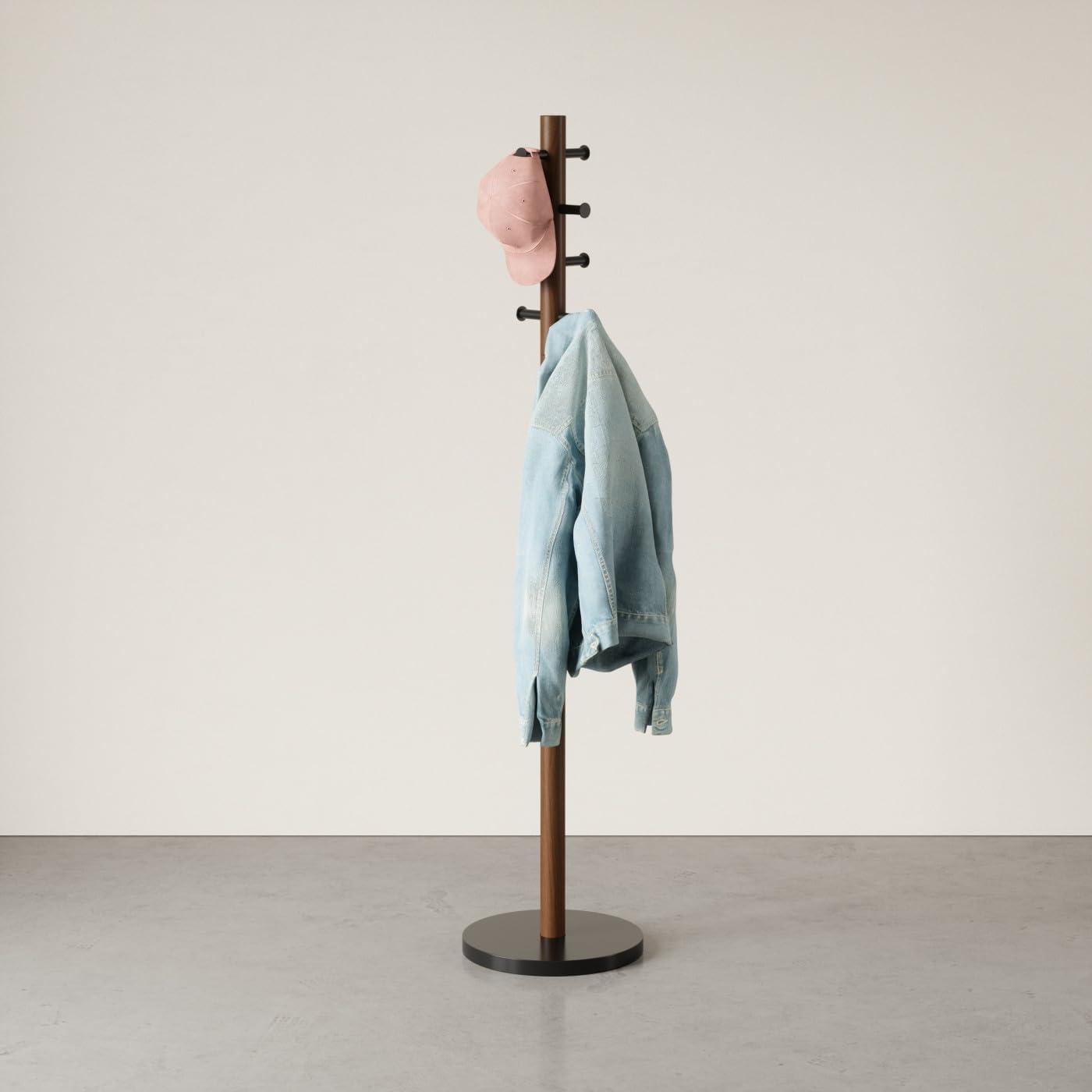 Pillar 8 - Hook Freestanding Solid Wood Coat Rack