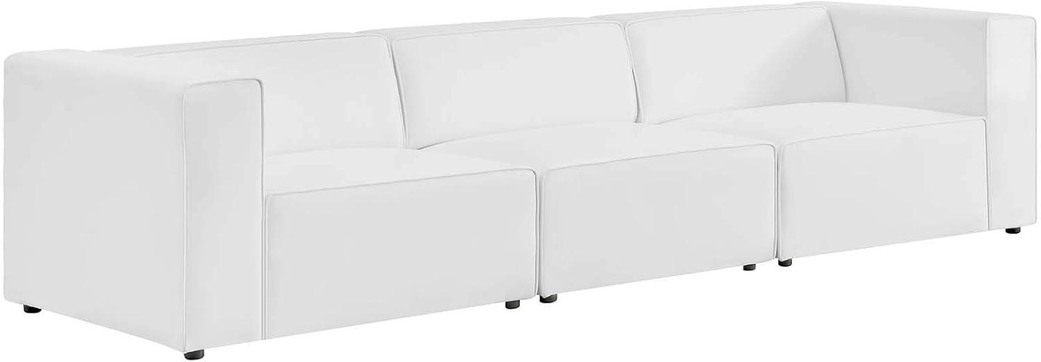 Mingle Expansive 3-Piece White Faux Leather Sectional Sofa