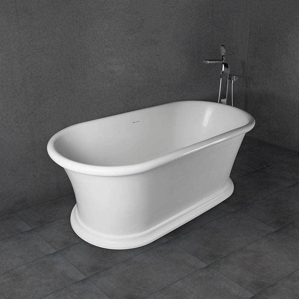 67'' White Acrylic Freestanding Oval Soaking Bathtub