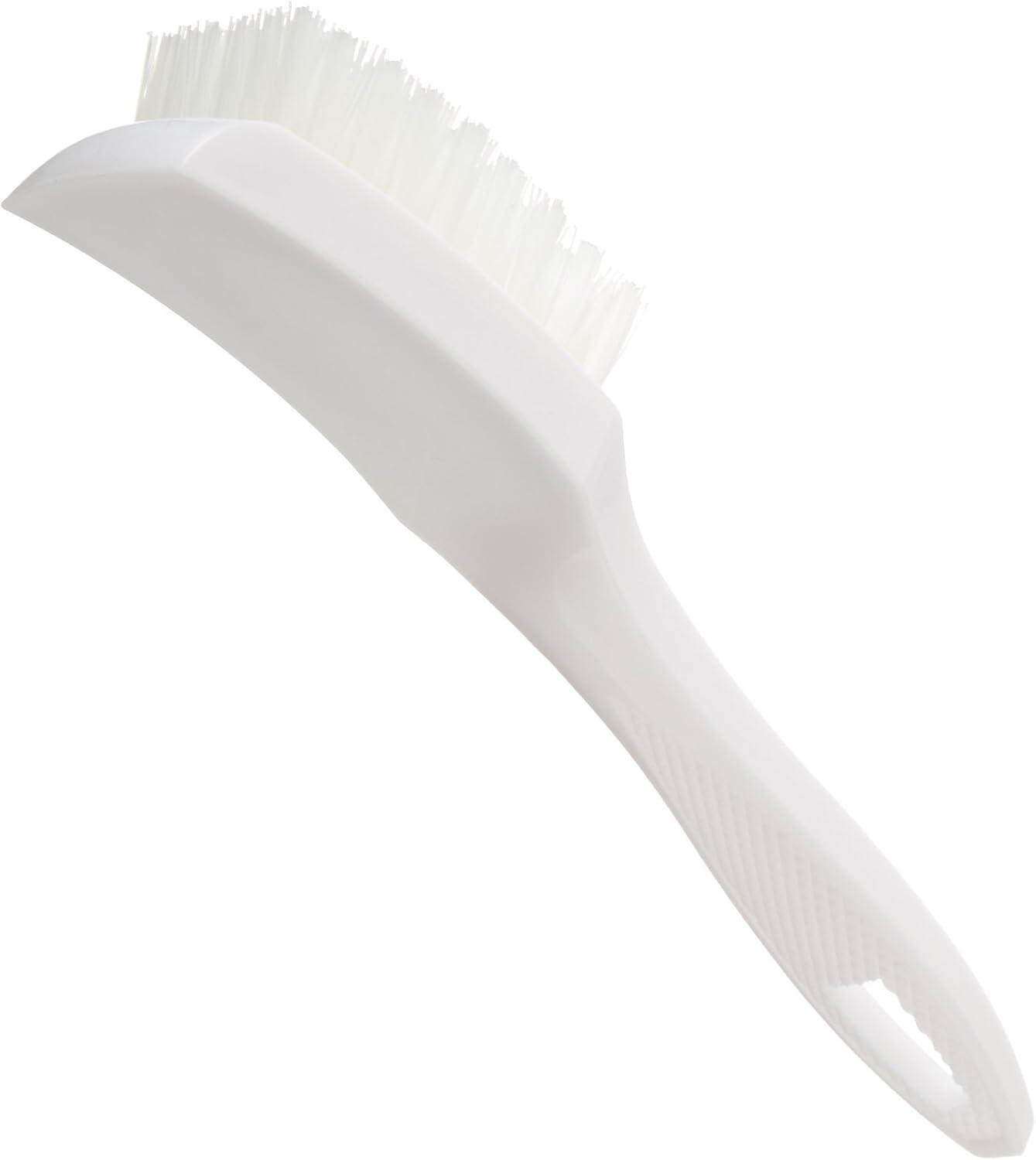 Small White Plastic Utility Brush with Nylon Bristles