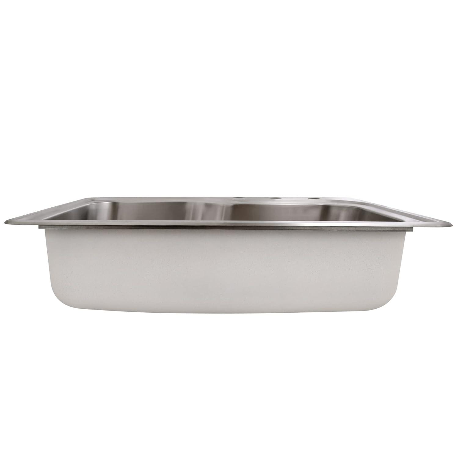 Design House 110593 Rectangular Single Bowl 33x22x8 in. 18-Gauge 3-Hole Kitchen Sink, Stainless Steel
