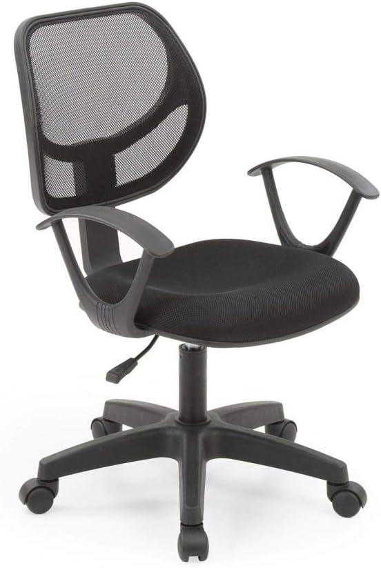 Hodedah Mesh, Mid-Back, Adjustable Height, Swiveling Task Chair, Black