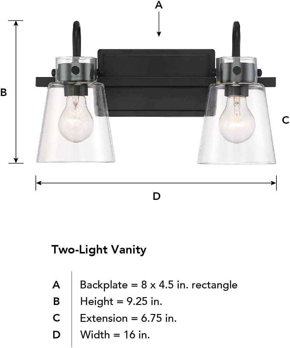 Inwood Minimal Chrome 2-Light Vanity with Clear Glass Shades