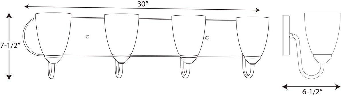 Progress Lighting Gather Collection 4-Light Bath Bracket, Brushed Nickel, Etched Glass Shades