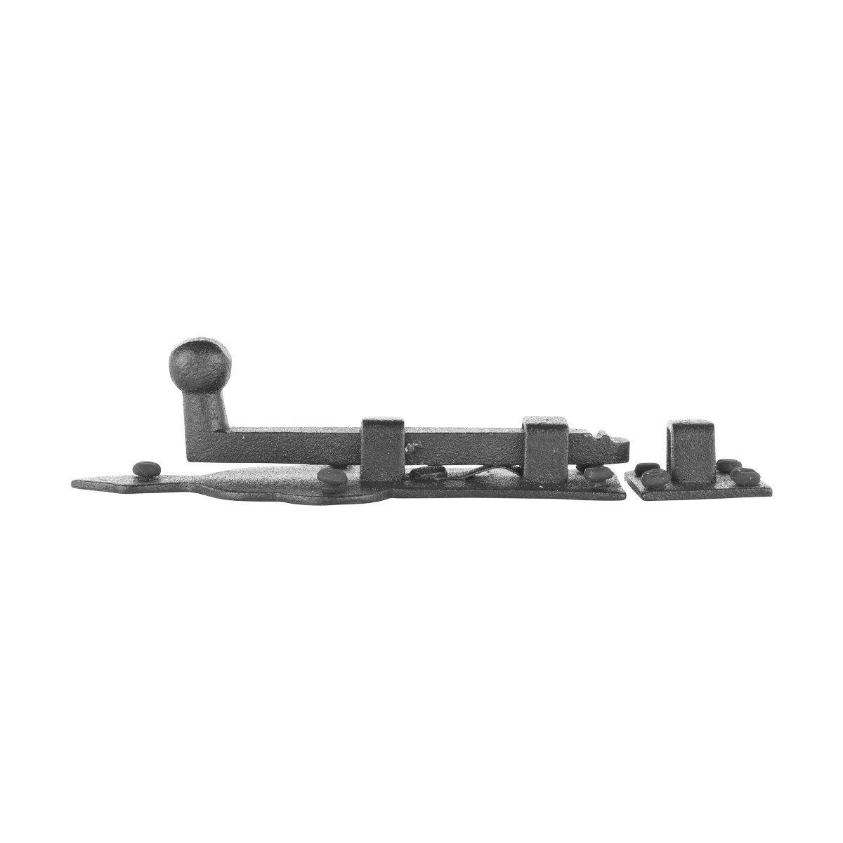 Black Slide Bolt Door Latch 3.75"L Rust Resistant Wrought Iron