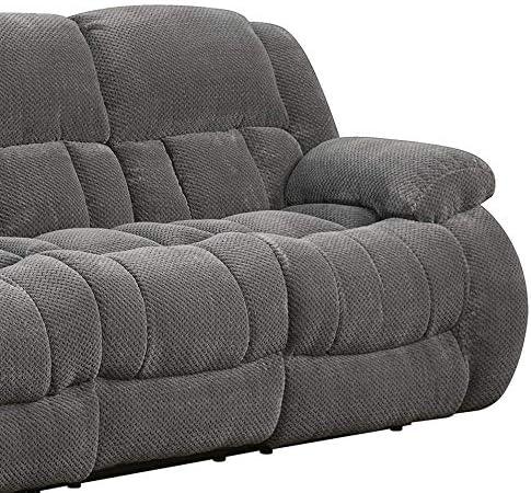 Charcoal Gray Microfiber Reclining Sofa with Pillow-Top Arms