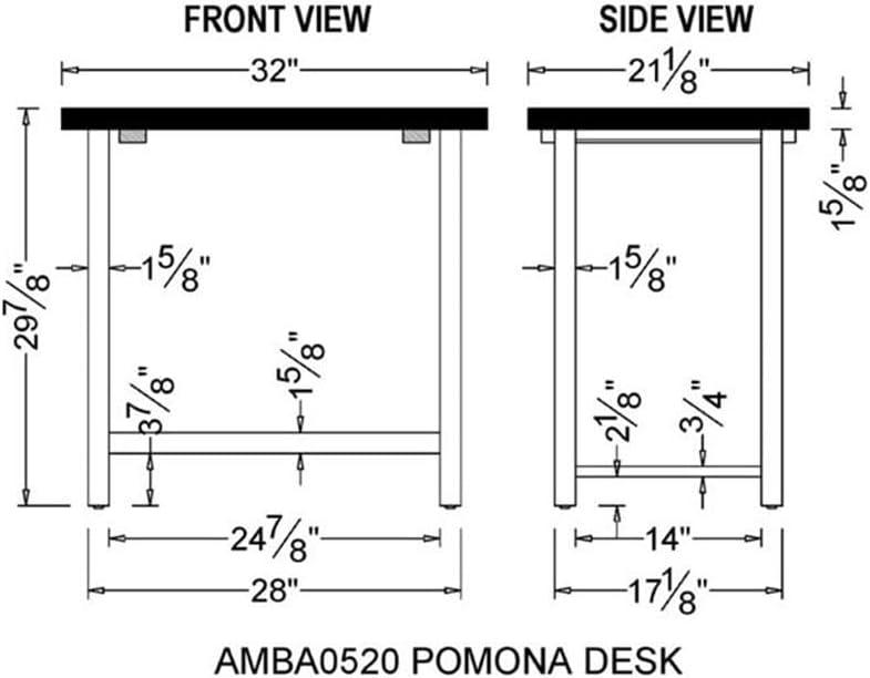 Pomona Metal and Solid Wood Desk - Alaterre Furniture