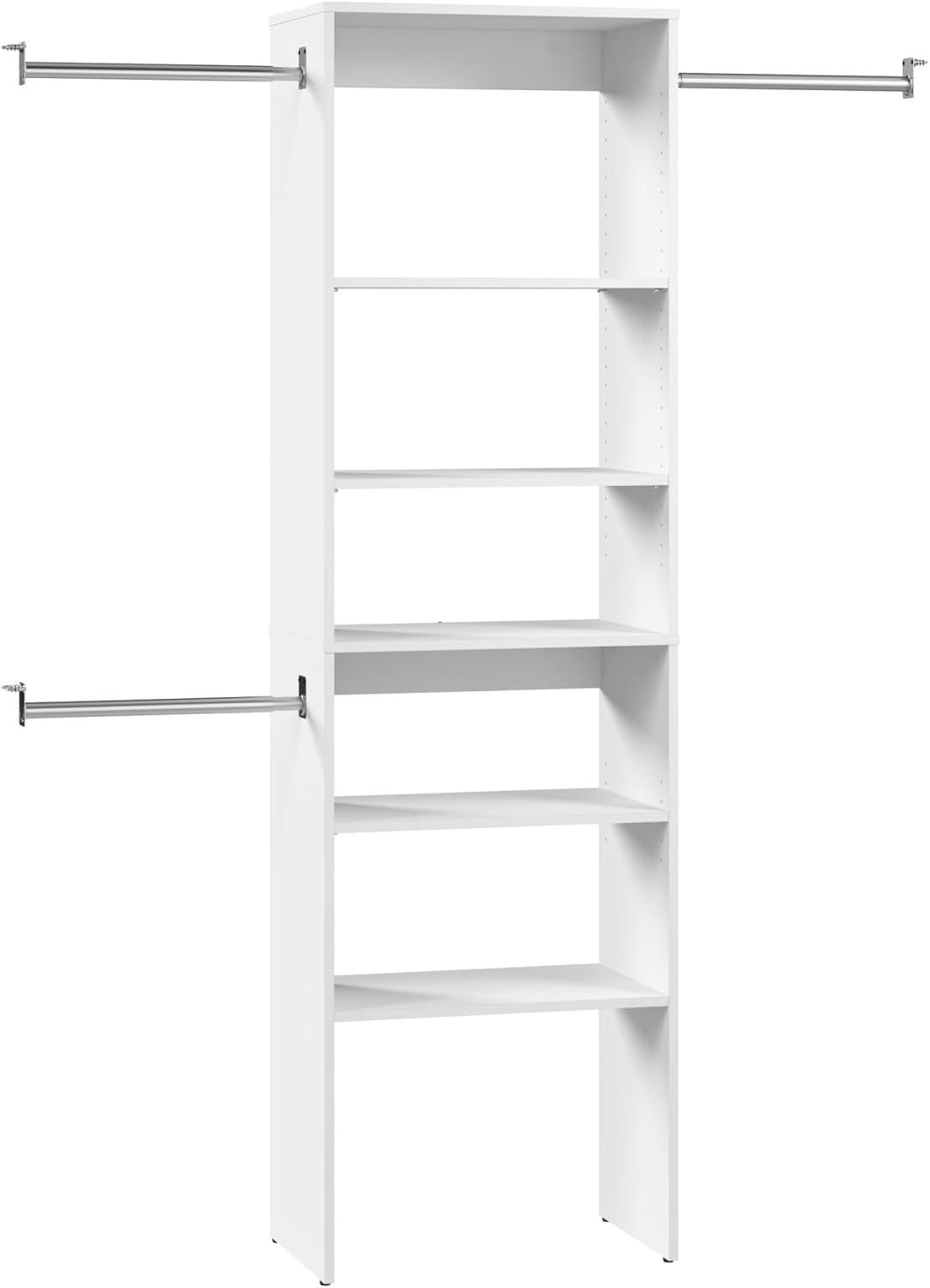 Bestar Carina 24W Closet Organizer With Clothing Rods, Drawers, And Cubbies