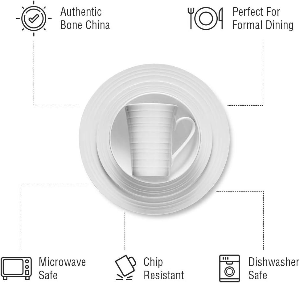 White Porcelain Swirl Design 16-Piece Dinnerware Set