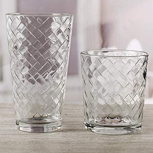 40128-AM Chevron Entertaining Beverage Glass Set, Clear - 12 Piece