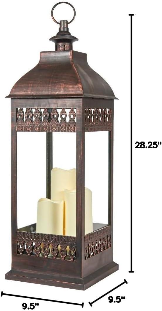 San Nicola Triple LED Candle Lantern - Bronze