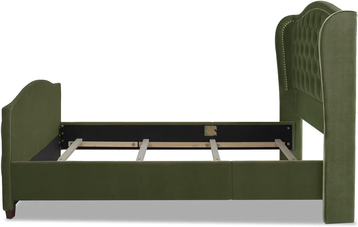 Jennifer Taylor Home Marcella Tufted Wingback Queen Bed Olive Green