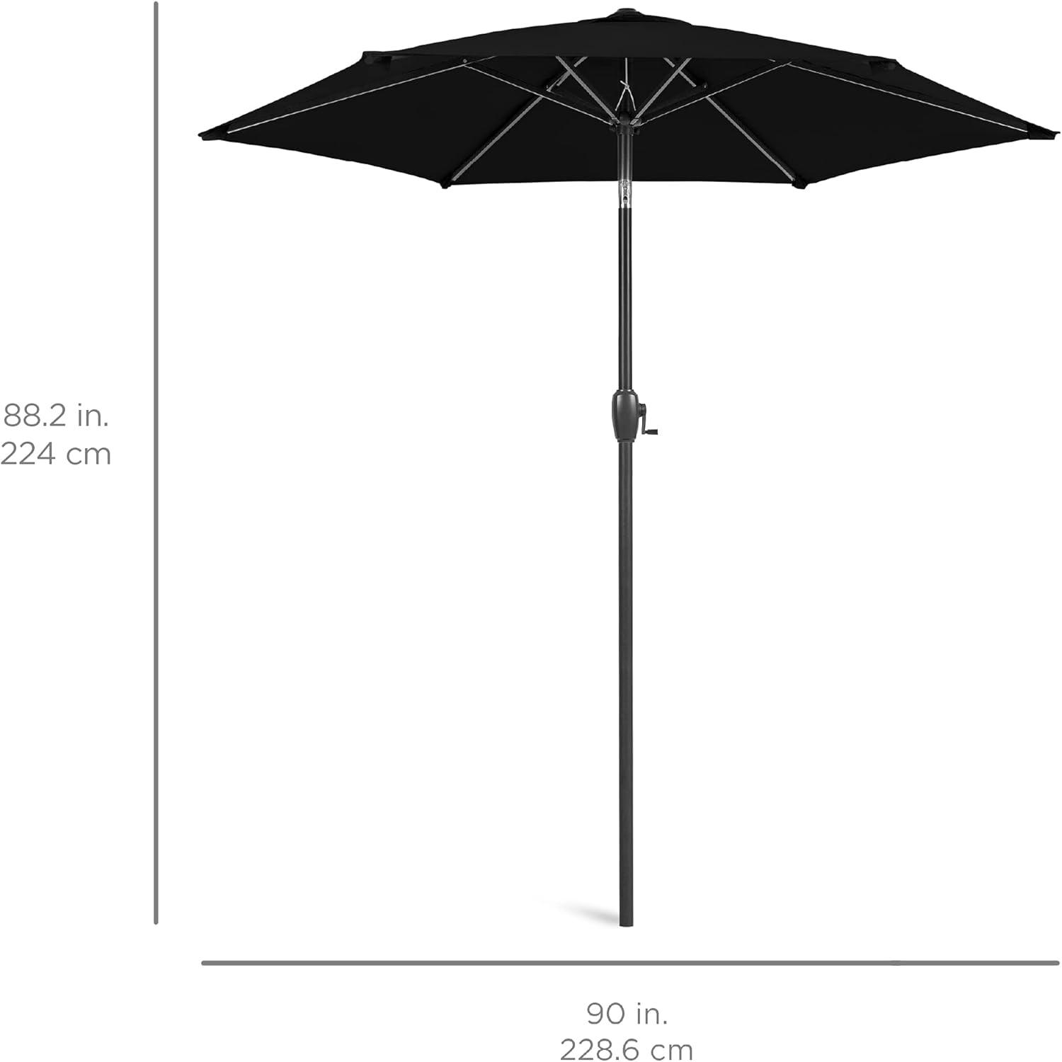 Best Choice Products 7.5ft Heavy-Duty Outdoor Market Patio Umbrella w/ Push Button Tilt, Easy Crank, Black