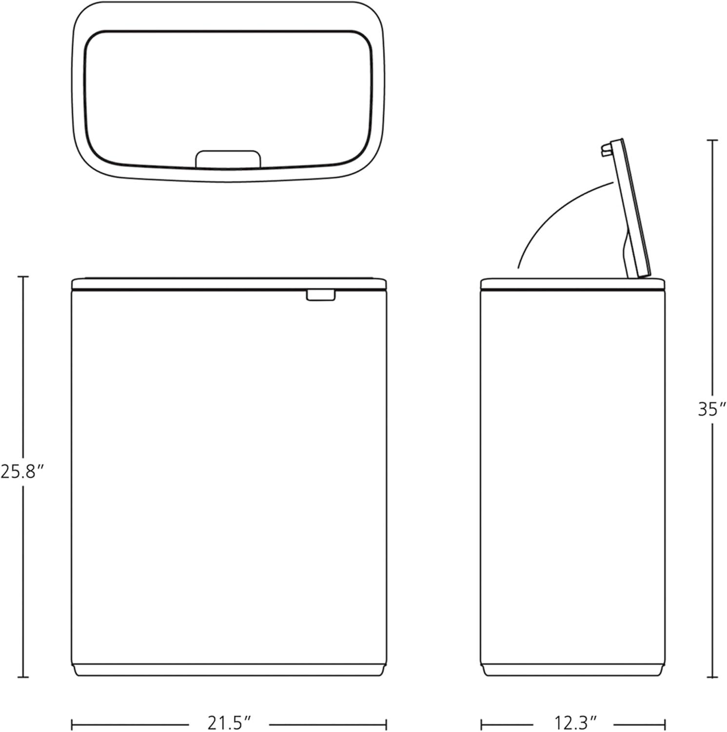 Brabantia Bo Touch Top Trash Can, 16 Gallon