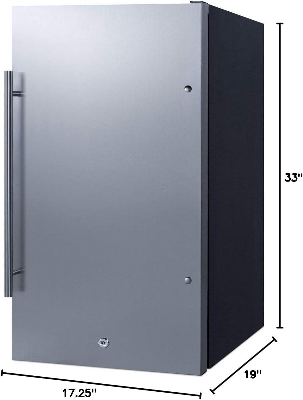 19" Silver and Black Stainless Steel Undercounter Refrigerator