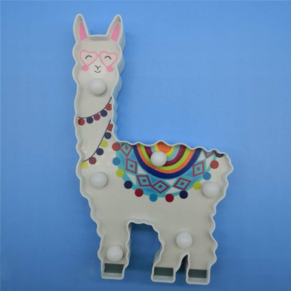 Colorful Alpaca Battery-Operated Night Light for Kids