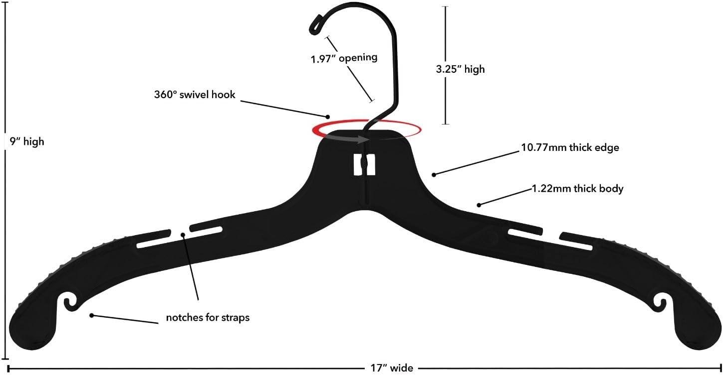 Clear Plastic Dress Hangers with Molded Shoulders, 17"