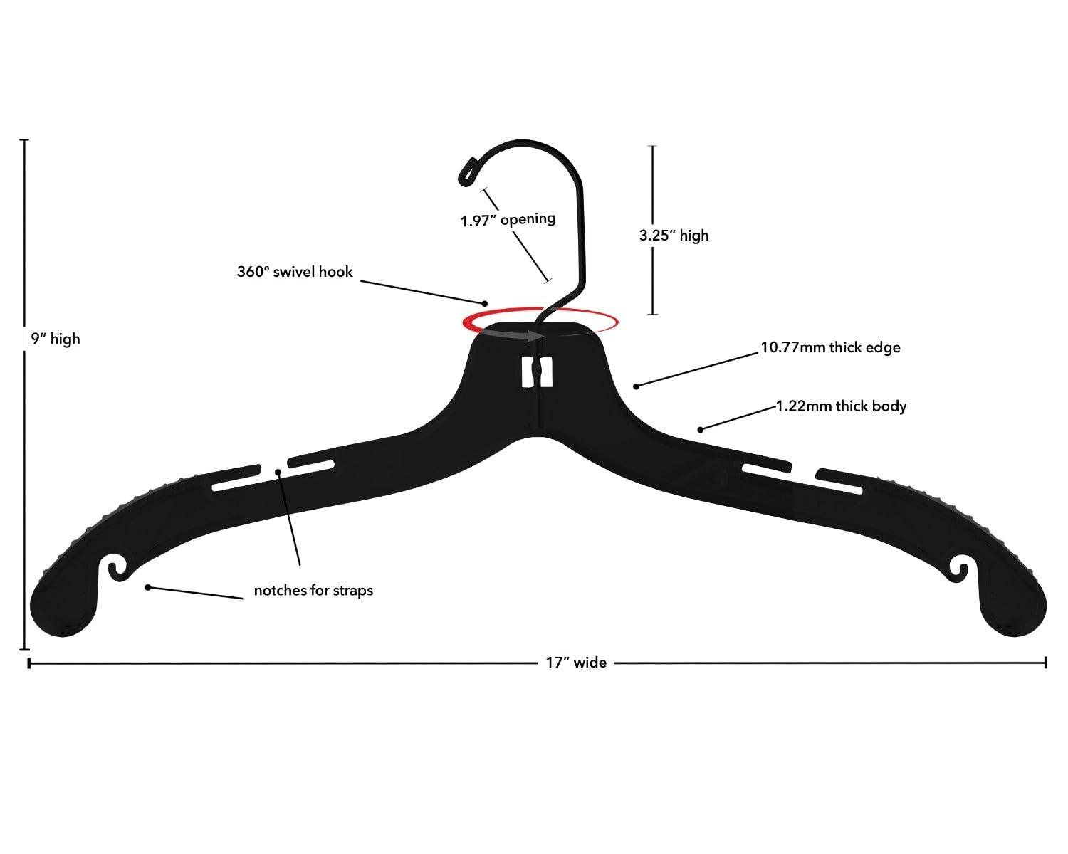 NAHANCO 505R Plastic Dress Hangers with Molded Shoulders, Middle Heavy Weight, 17", Clear (Pack of 100)