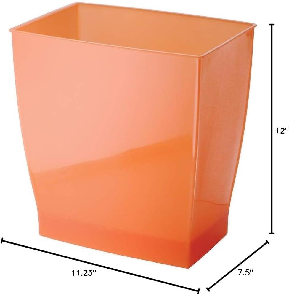 iDesign Mono BPA-Free Plastic Rectangular Waste Basket - 11.25" x 7.5" x 12", Tango Orange
