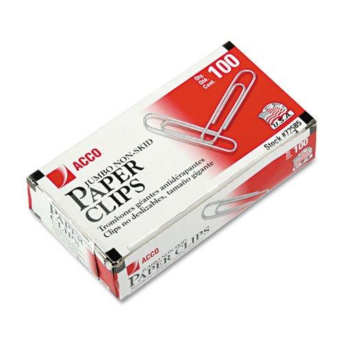 ACCO Paper Clips, #1, Nonskid, Silver, 100 Clips/Box, 10 Boxes/Pack