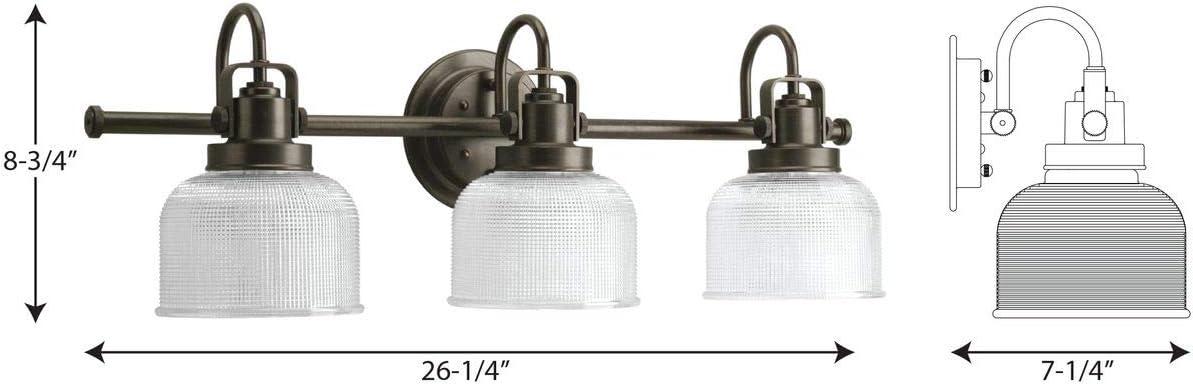 Rosser 3 Light Ribbed Dimmable Vanity Light