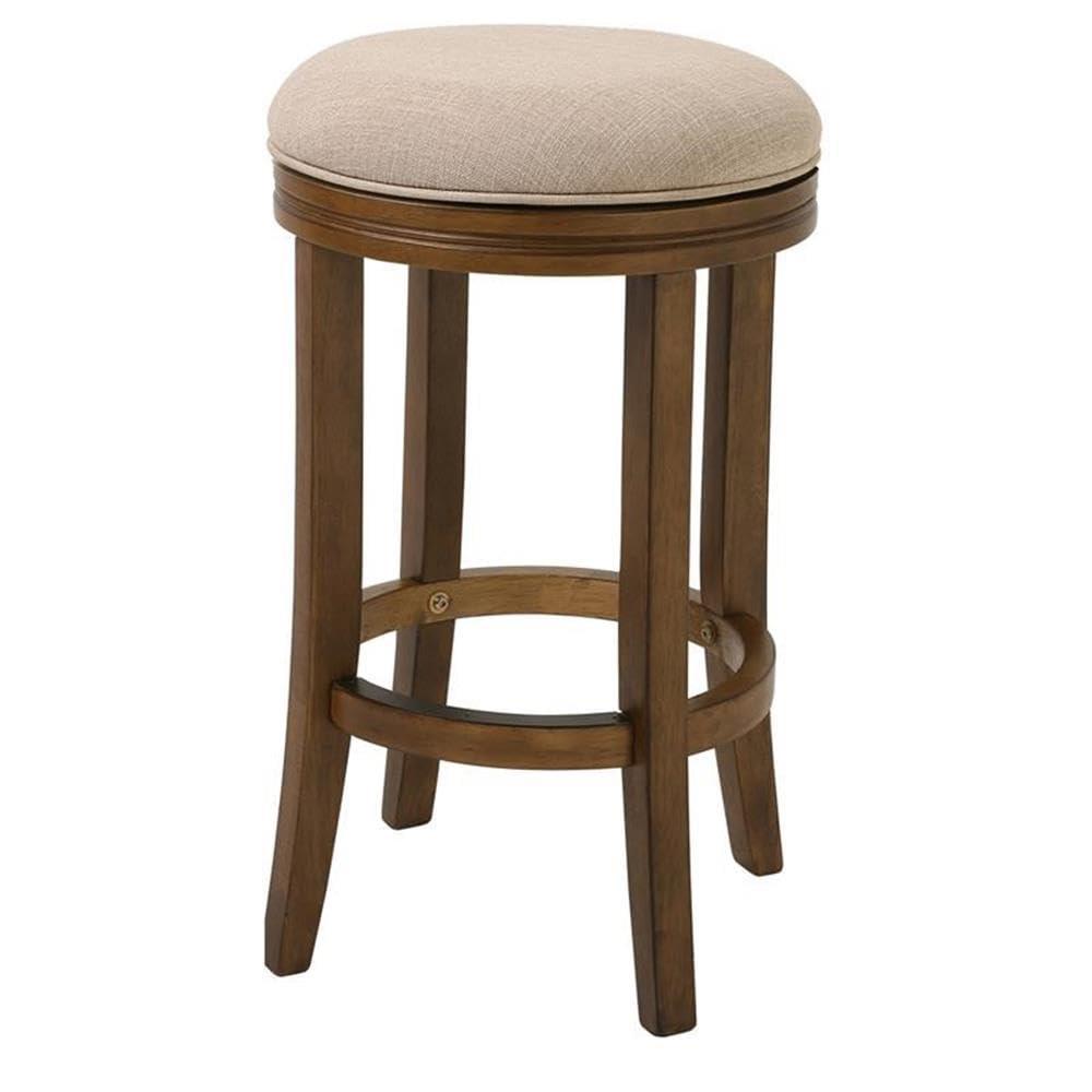 NewRidge Home Goods NewRidge Home Victoria Bar Height Swivel Stool with Cream Fabric Honeysuckle Finish