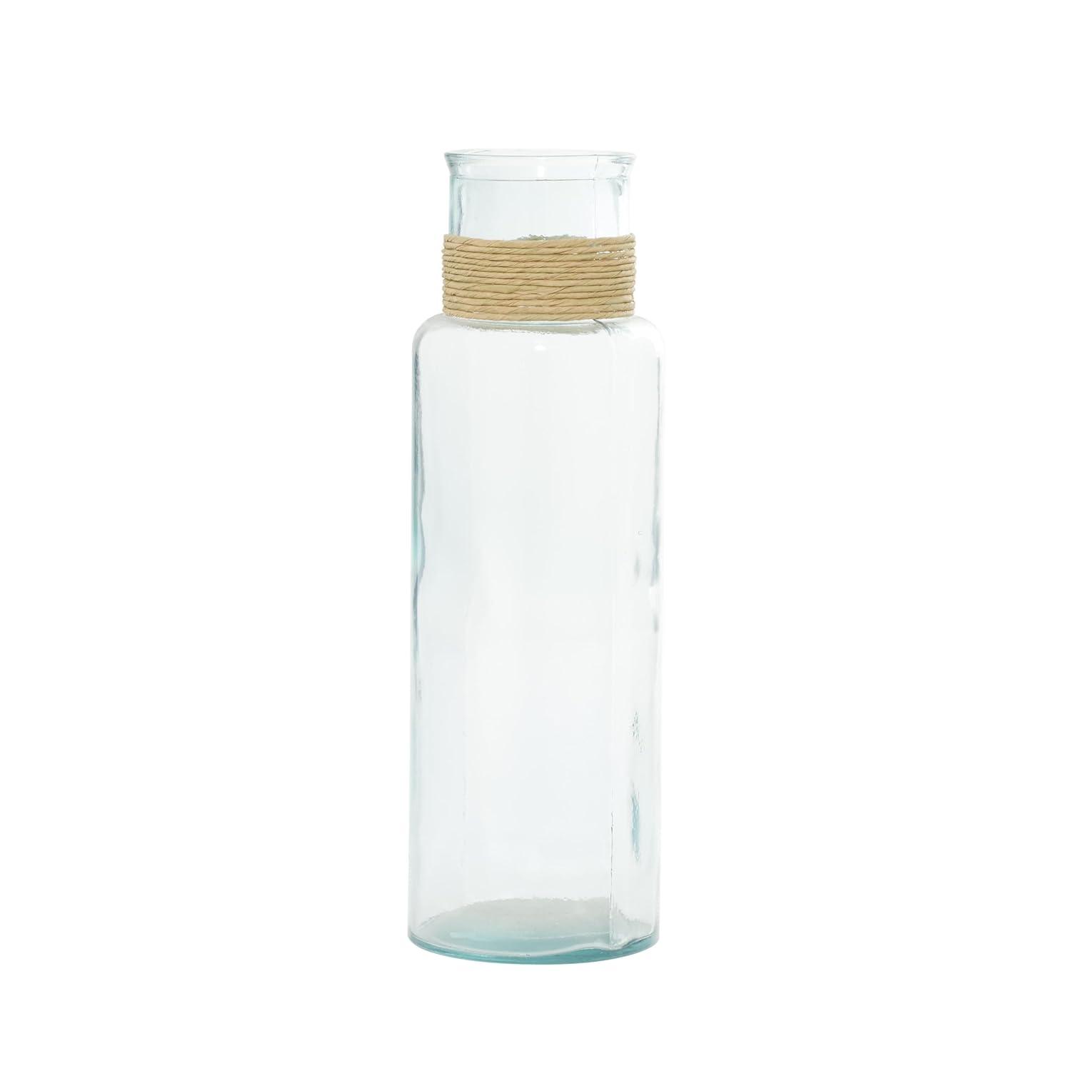 DecMode 18" Spanish Recycled Glass Vase with Rattan Detail