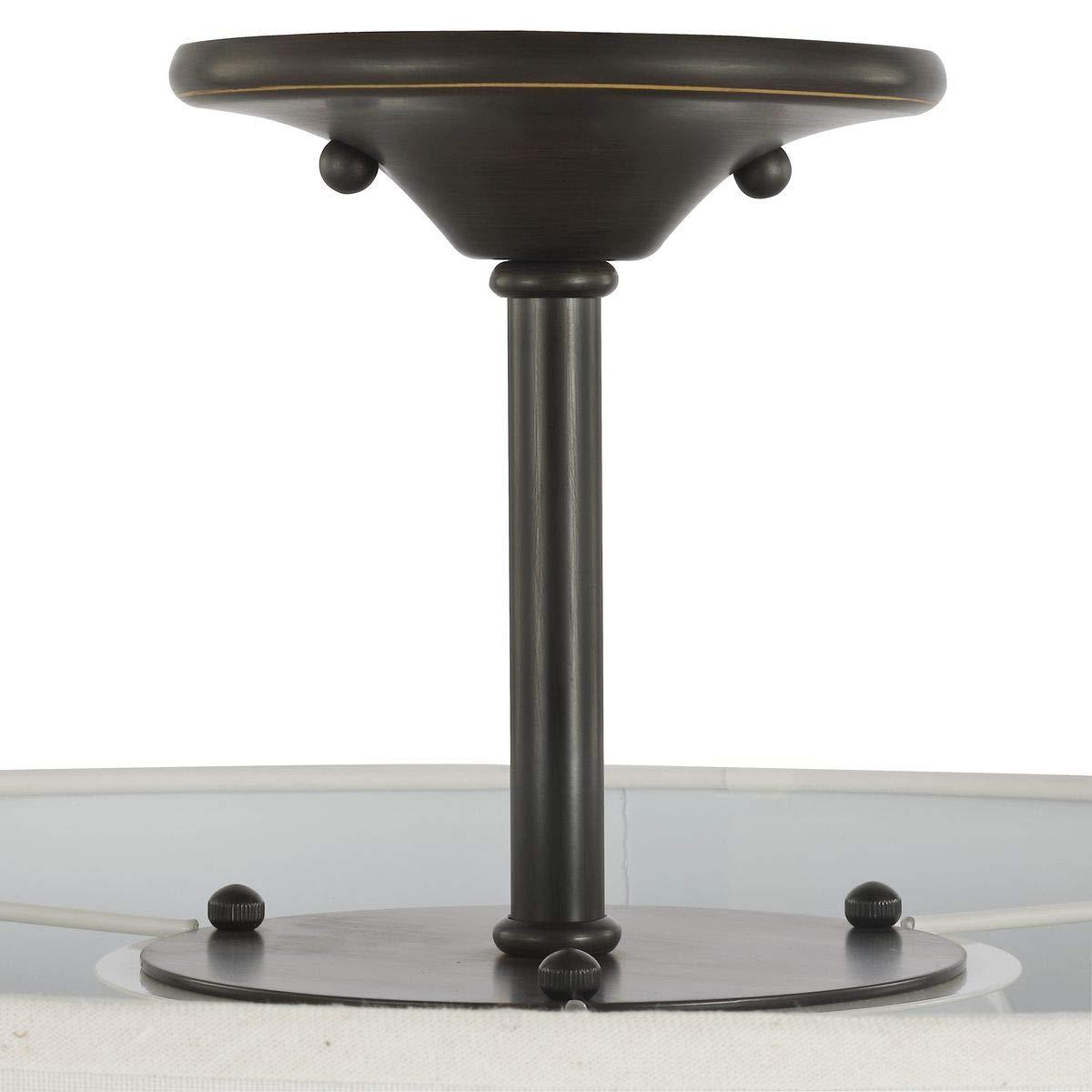 Progress Lighting, Inspire Collection, 3-Light Semi-Flush Mount, Antique Bronze, Off-White Linen Shade