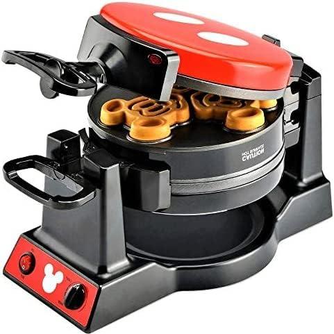 Disney Mickey Mouse Double Flip Waffle Maker, Black, Red