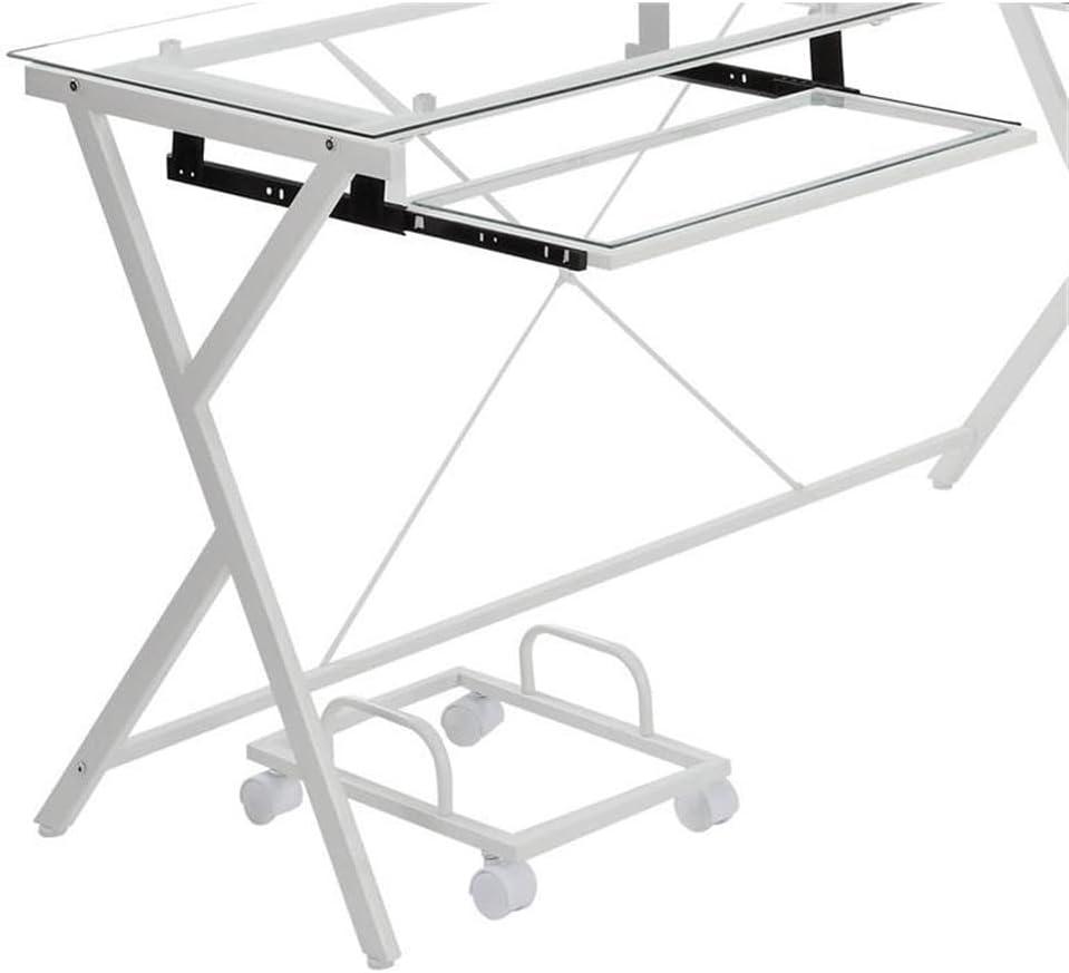 62" Dazenus Desks Clear Glass Top & White Finish - Acme Furniture: Modern Office Furniture with Wooden Base