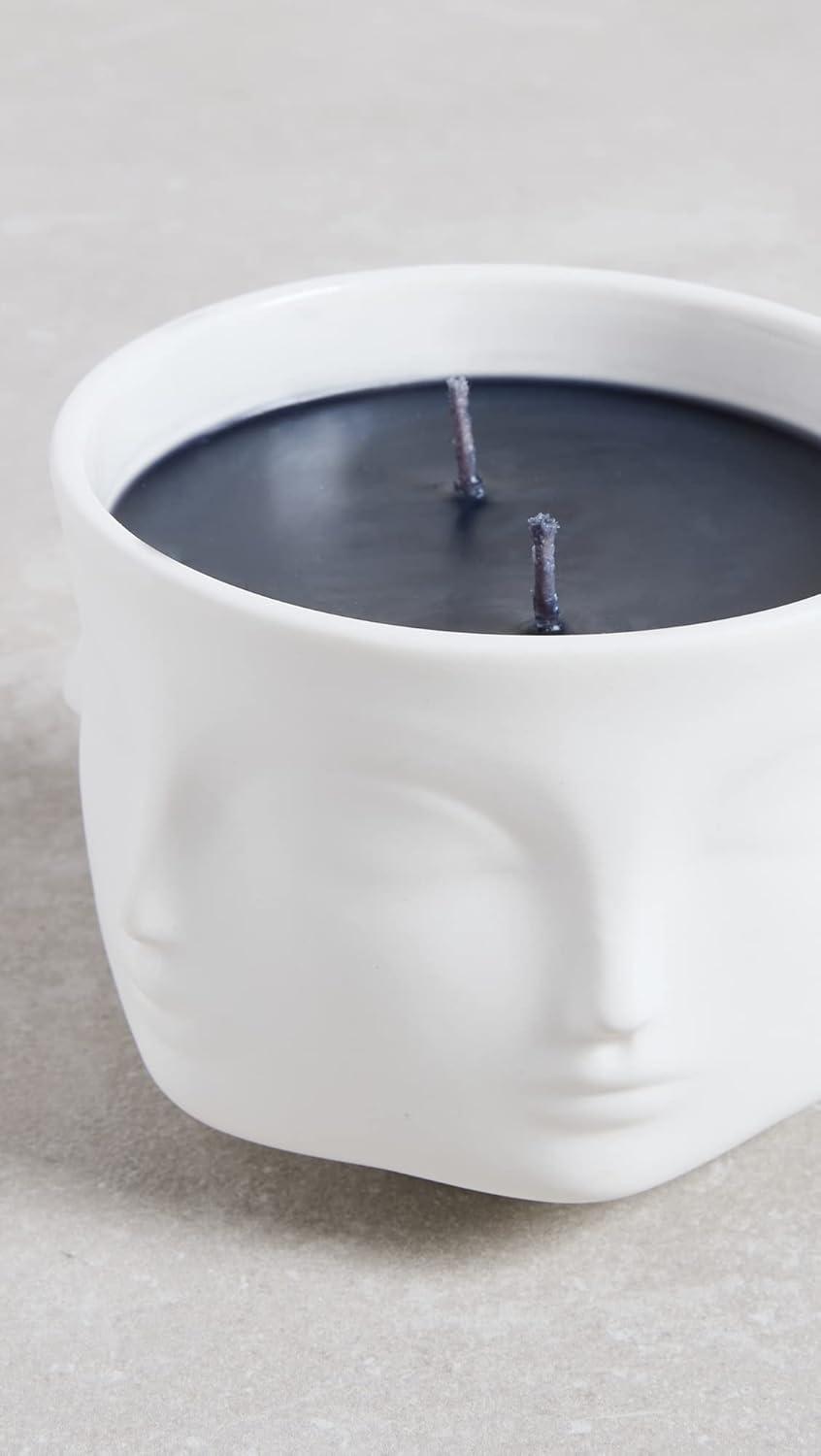 Black Soy Scented Candle in White Porcelain Pot