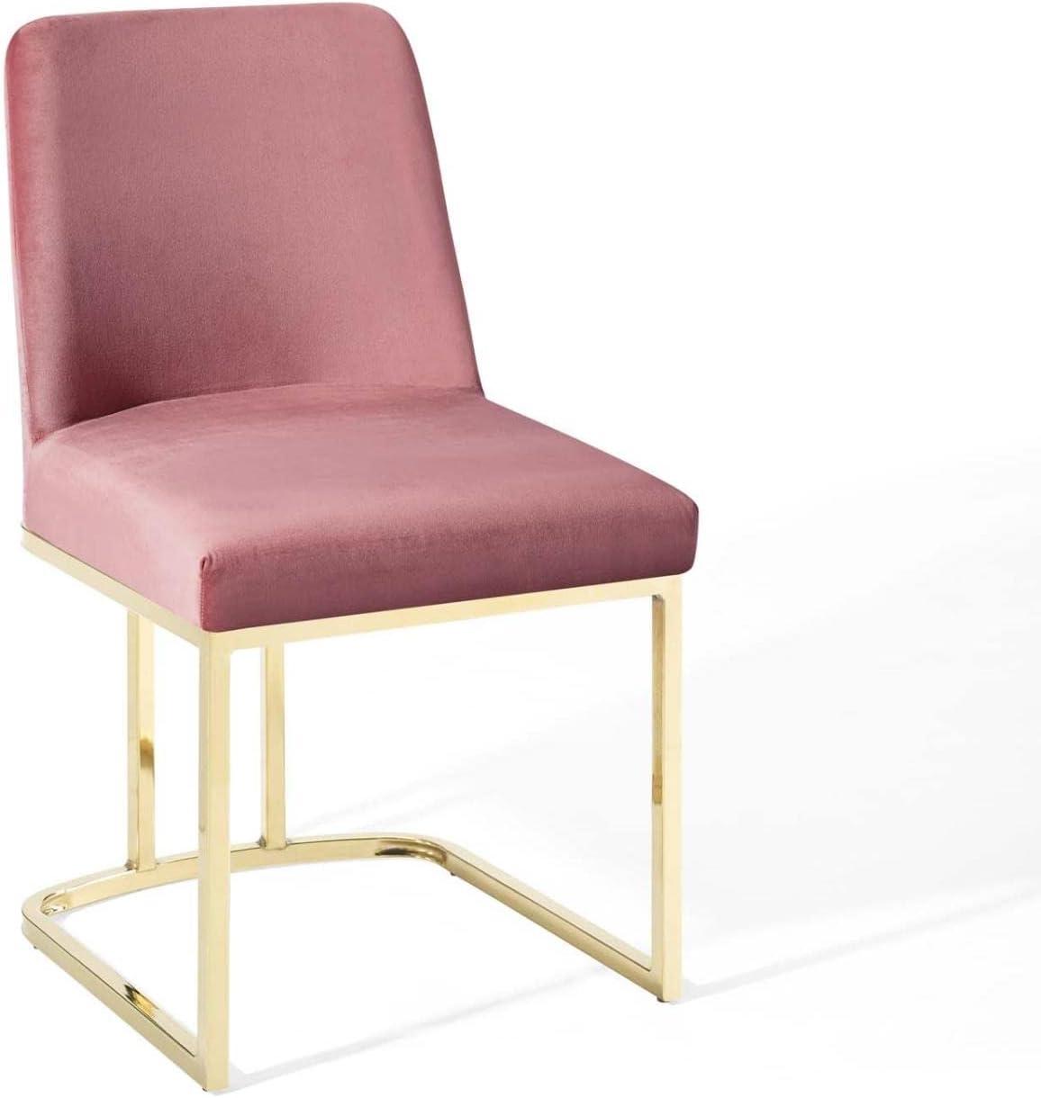 Amplify Sled Base Performance Velvet Dining Side ChairGold Dusty Rose