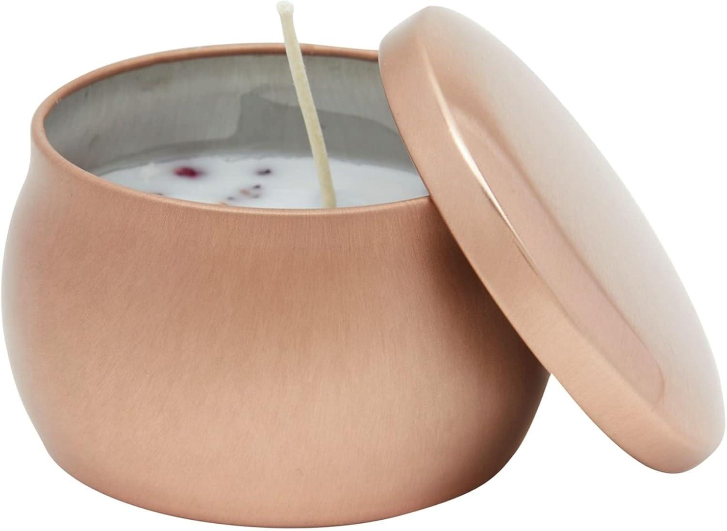 Bright Creations 24 Pack Candle Jars for Making Candles 4oz, Bulk Empty Tins with Lids and Labels for DIY Crafts, Gifts (Rose Gold, 3x2 in)