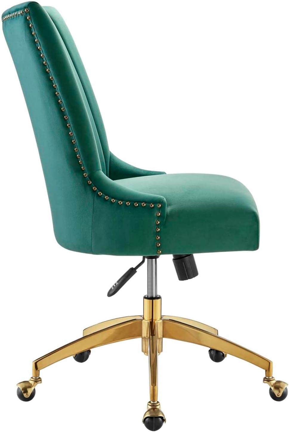 Empower Channel Tufted Performance Velvet Office Chair Gold Teal - Modway: Swivel Desk Chair with Casters, Adjustable Height